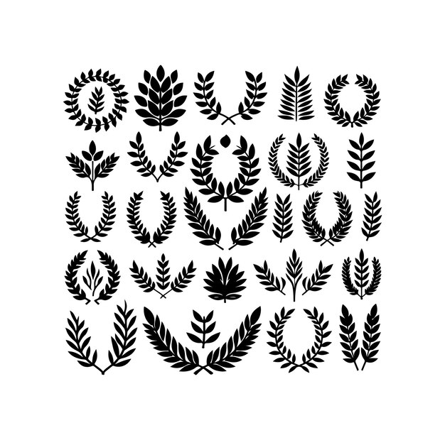 El logotipo del icono del vector del signo de laurel mínimo