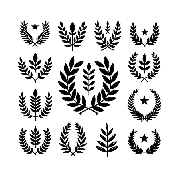 El logotipo del icono del vector del signo de laurel mínimo