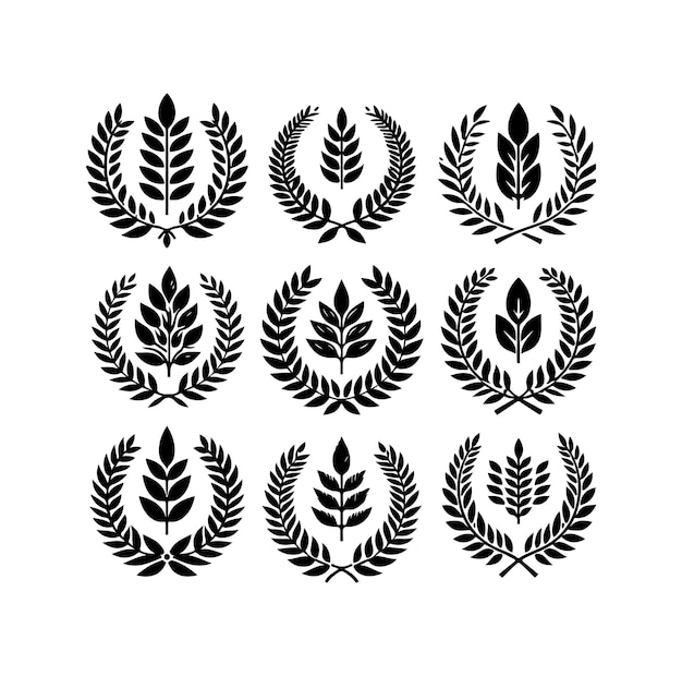 El logotipo del icono del vector del signo de laurel mínimo