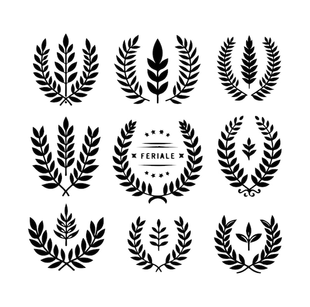 El logotipo del icono del vector del signo de laurel mínimo