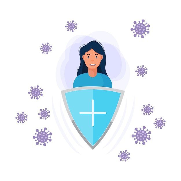 El logotipo del icono del vector del sistema inmunológico Protección contra bacterias y virus de la salud
