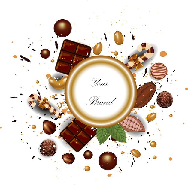 Logotipo de iconos vectoriales de caramelos y dulces de chocolate