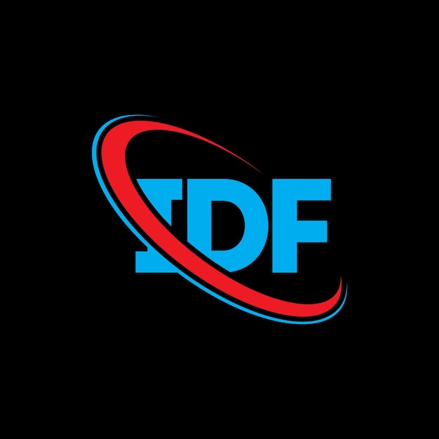 El logotipo de IDF, la letra IDF, el diseño del logotipo de la carta IDF, las iniciales, el logotipo IDF vinculado con un círculo y un monograma en mayúscula, la tipografía IDF para el negocio de tecnología y la marca inmobiliaria.