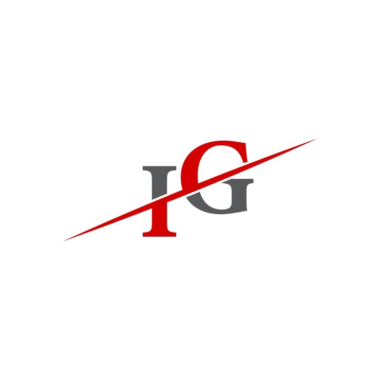 Vector logotipo de ig minimalista con línea diagonal dinámica