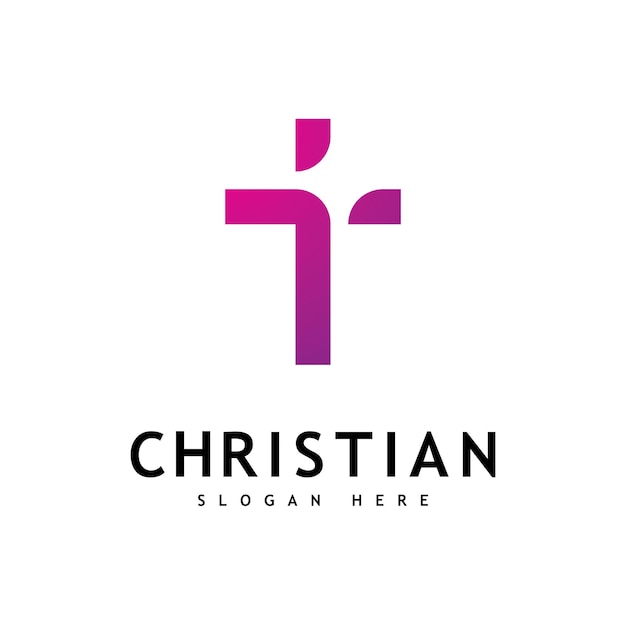 Logotipo de la iglesia cristiana vector de diseño cruzado creativo