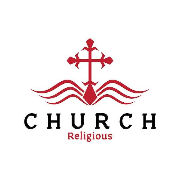 El logotipo de la iglesia de la cruz cristiana diseño de plantillas de ilustración de íconos vectoriales