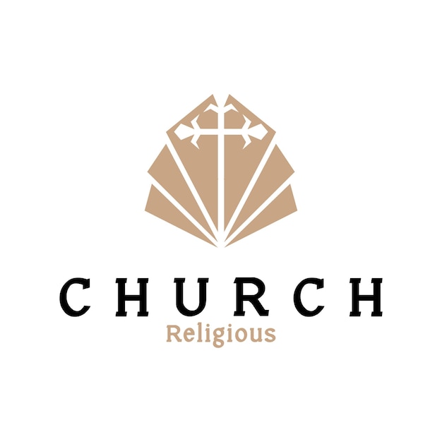 El logotipo de la iglesia de la cruz cristiana diseño de plantillas de ilustración de íconos vectoriales