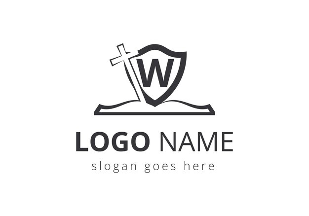 Logotipo de la iglesia Con la letra W Concepto Símbolos de signos cristianos La cruz de Jesús Logotipo