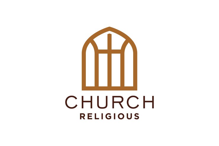 Vector el logotipo de la iglesia simboliza la fe, el hogar y el cristianismo