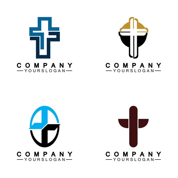 Logotipo de la iglesiaIlustración del signo de la cruz de la iglesia limpia moderna para un signo de la iglesia modernaIcono de la cruz cristiana Signo de la fe católica religiosa y ortodoxa