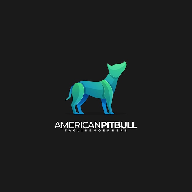 Logotipo ilustración american pit bull gradiente colorido