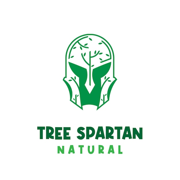 Logotipo de ilustración de árbol espartano natural