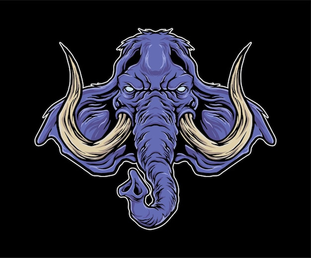 Logotipo de ilustración de arte de cabeza de mamut