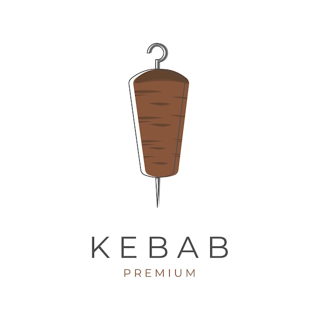 Logotipo de ilustración de arte de línea de carne de kebab