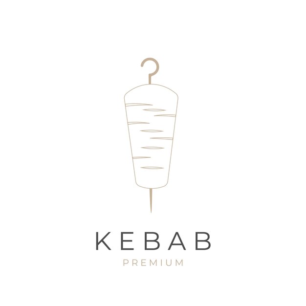 Logotipo de ilustración de arte de línea elegante de carne de kebab