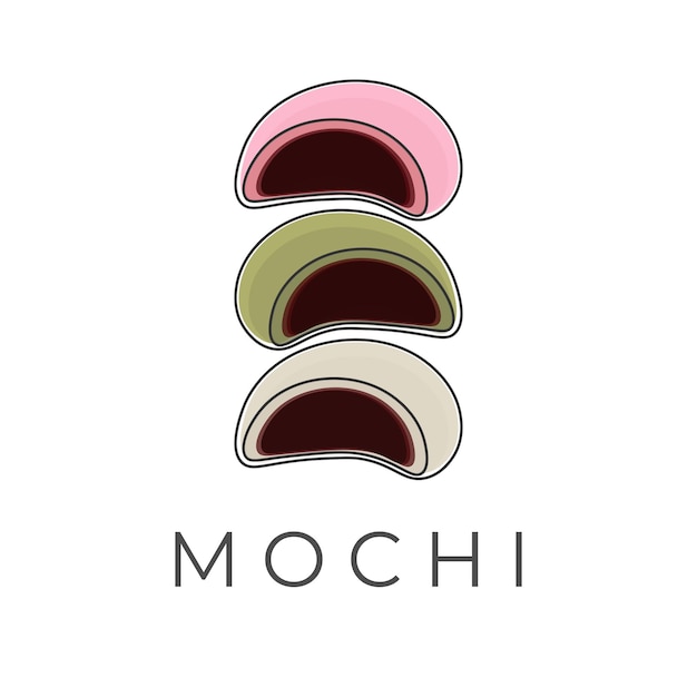 Logotipo de ilustración de arte de línea japonesa Mochi