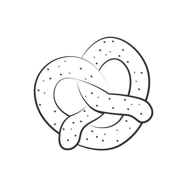 Logotipo de ilustración de arte lineal de pretzel en blanco y negro