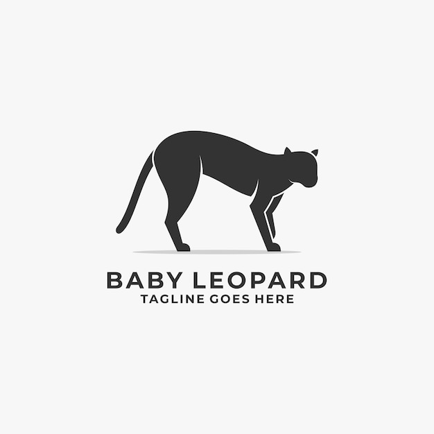 Logotipo ilustración bebé leopardo enojado silueta