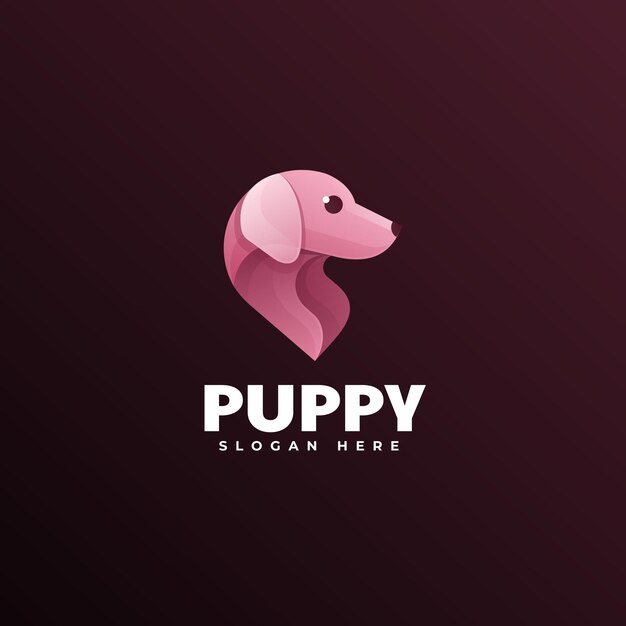 Logotipo Ilustración Cachorro Estilo Colorido Degradado
