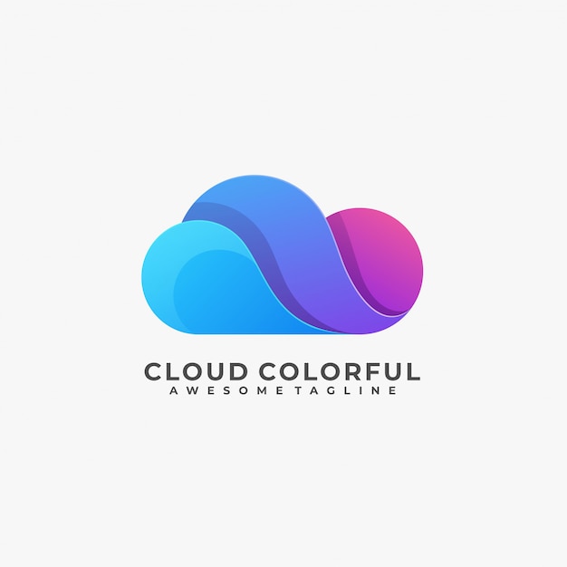 Vector logotipo de ilustración colorida de nube.