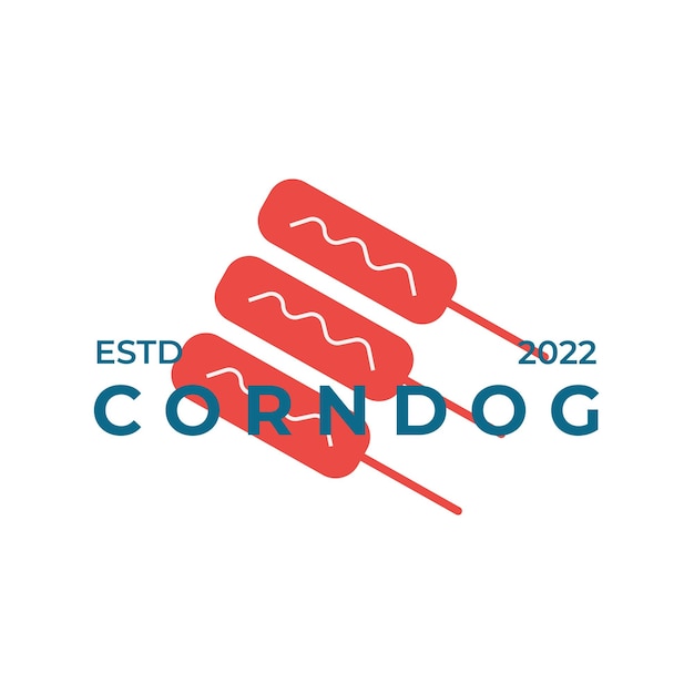 Vector logotipo de ilustración de comida callejera coreana vintage corndog