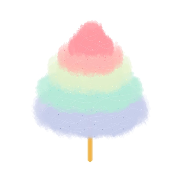 Logotipo de ilustración de Cotton Candy con hermosos colores pastel del arco iris