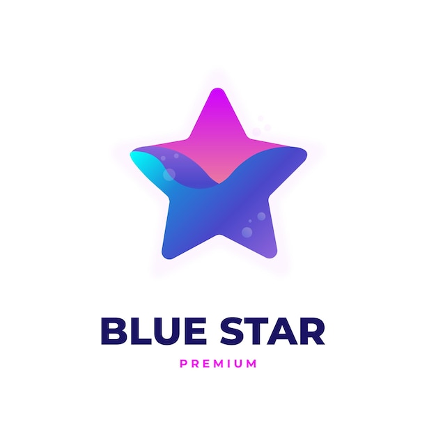 Logotipo de ilustración de degradado de estrella azul abstracto