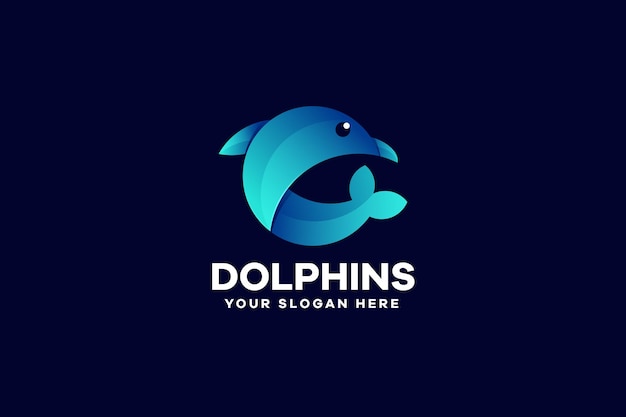 Logotipo de ilustración de delfines