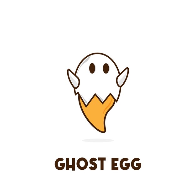 Logotipo de ilustración de dibujos animados lindo huevo fantasma