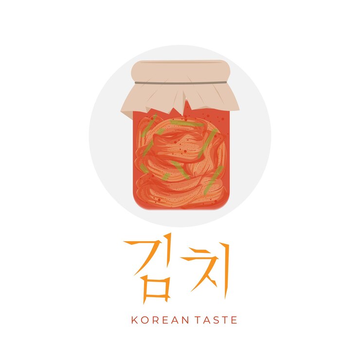 Logotipo de ilustración de fermentación de kimchi en tarro