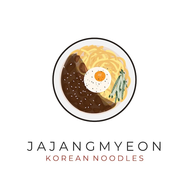 Logotipo de ilustración de fideos coreanos Jajangmyeon