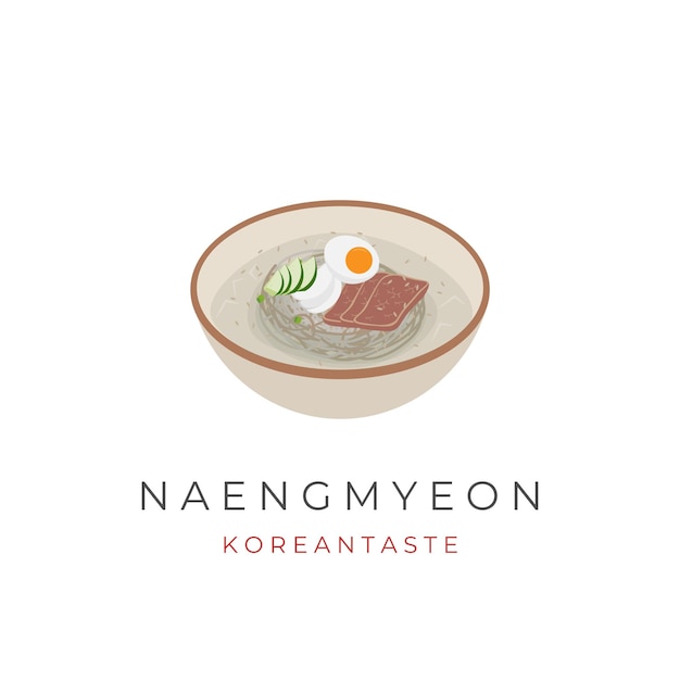 Logotipo de ilustración de fideos coreanos naengmyeon