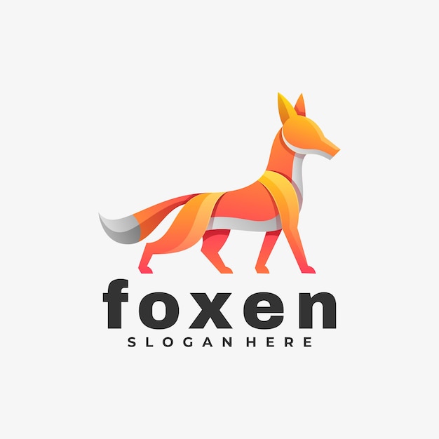 Logotipo ilustración fox gradient colorido estilo.