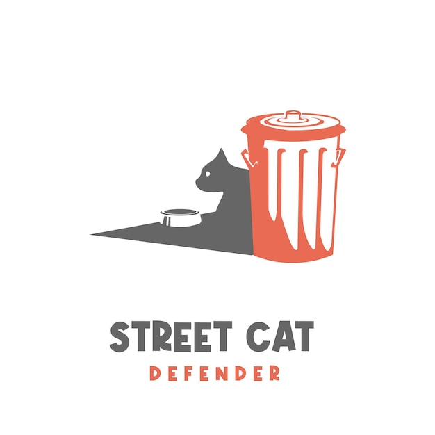 Logotipo de ilustración de gato callejero simple