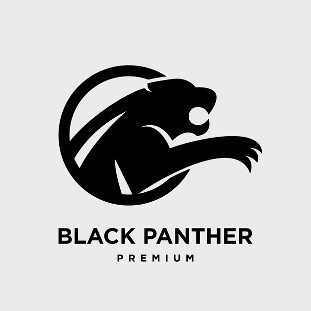 Vector el logotipo de la ilustración de la gran pantera negra sobre un fondo blanco