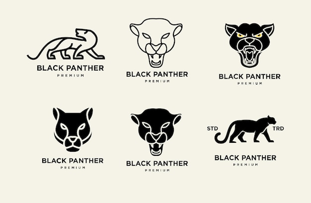 El logotipo de la ilustración de la gran pantera negra sobre un fondo blanco