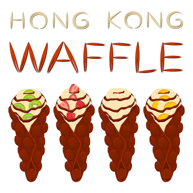 Logotipo de ilustración de icono vectorial para establecer varios gofres dulces de Hong Kong
