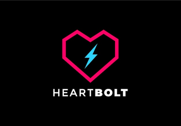 Logotipo de ilustración de línea en forma de corazón, adecuado para la salud y el deporte.