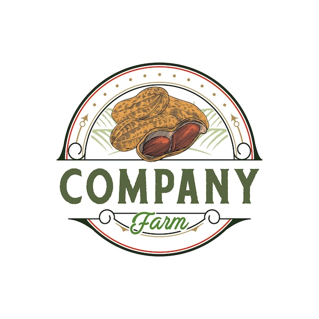 logotipo de ilustración de maní con un aspecto vintage