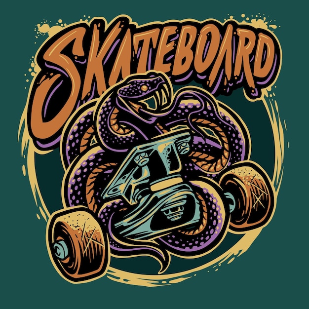 Logotipo Ilustración Monopatín Camión Serpiente Urbana