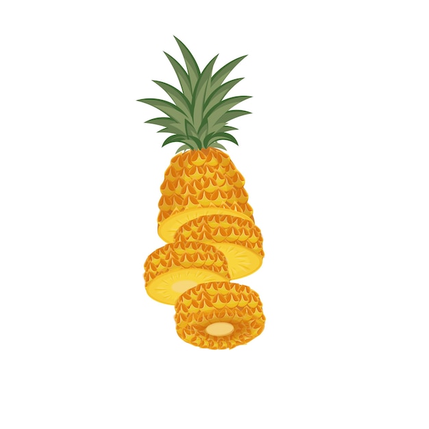 Logotipo de ilustración de piña cortada fresca y madura