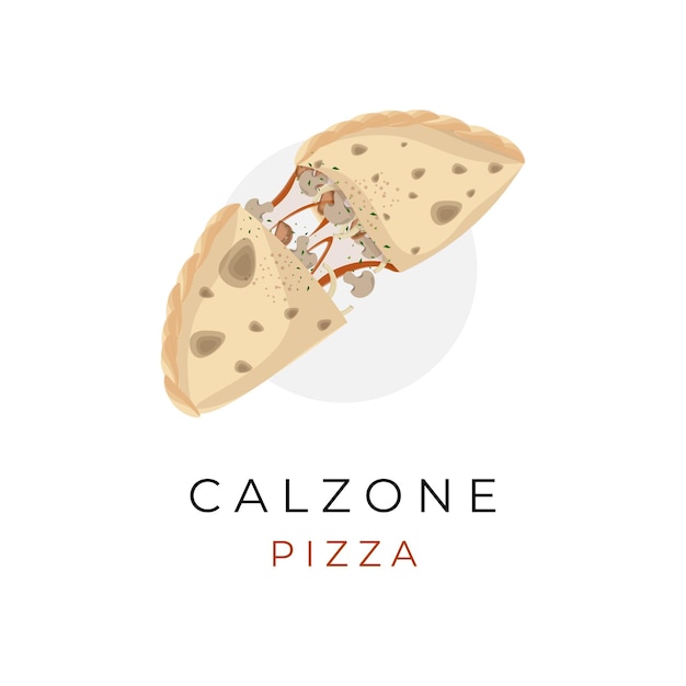 Logotipo de ilustración de Pizza Calzone cortado con relleno delicioso