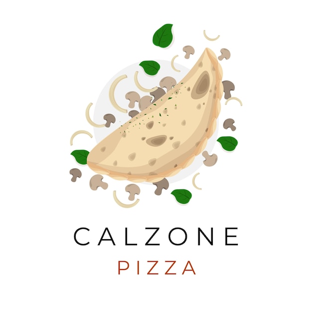 Logotipo de ilustración de Pizza Calzone con verduras frescas