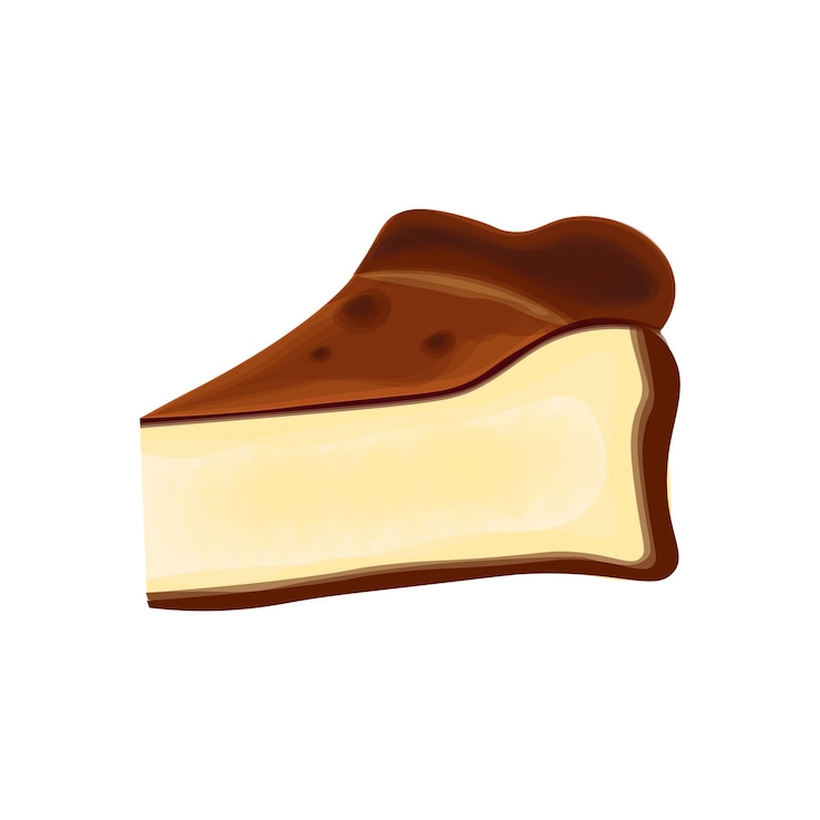Vector logotipo de ilustración de una rebanada de pastel de queso quemado vasco