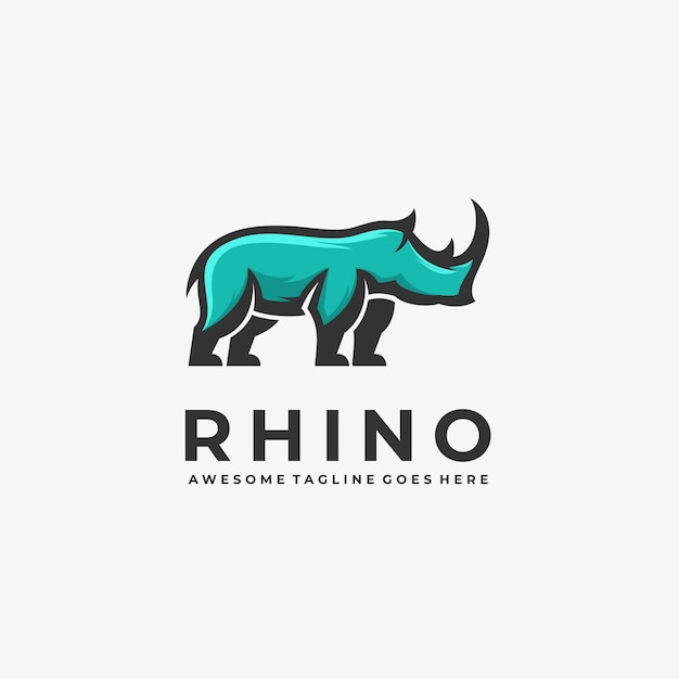 Logotipo Ilustración Rhino Elegante Mascota Estilo Dibujos Animados