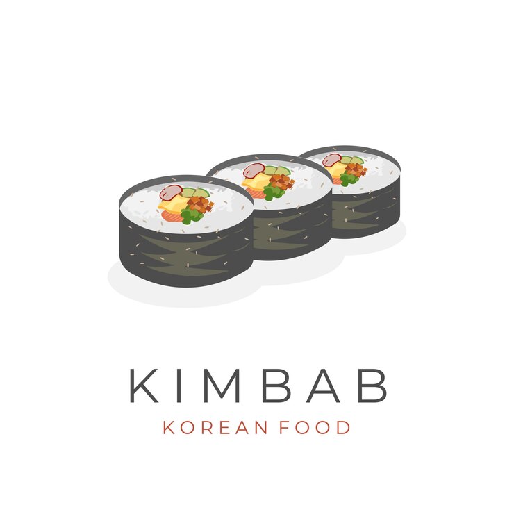 Logotipo de ilustración de rollo Kimbap Gimbap listo para comer