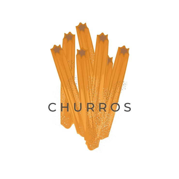 Logotipo de ilustración simple de churros con azúcar en polvo