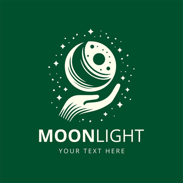 El logotipo de la ilustración simple del vector de la estrella de la luna