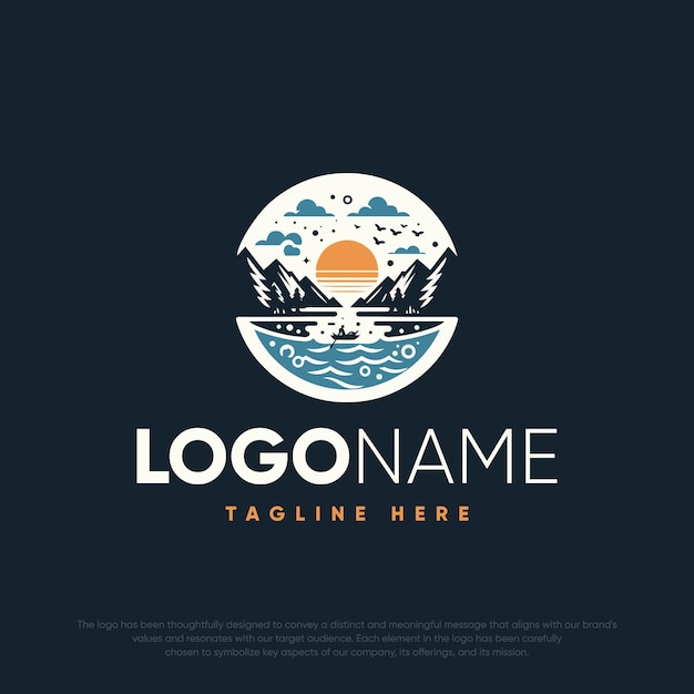 Logotipo de ilustración del sol y las olas