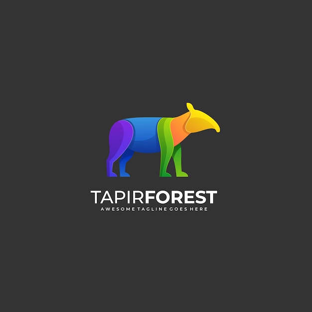 Logotipo ilustración tapir bosque degradado colorido